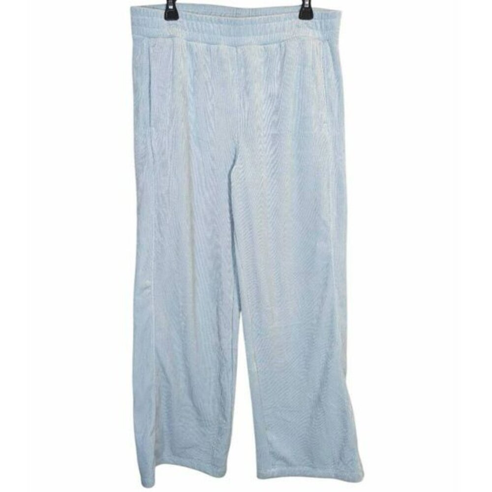 Yogalicious Asbury dreamy ribbed velvet plush lounge sleep pants light blue L - Picture 2 of 7